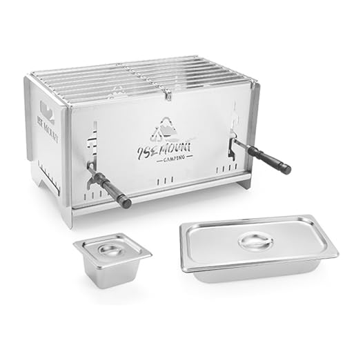 SUDOCA Estufa de Camping portátil de Acero Inoxidable, Parrilla de leña multicombustible Desmontable con Bolsa de Almacenamiento para cocinar barbacoas y mochileros.,A