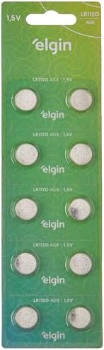 Pilha Bateria, Elgin, Botão, LR1120, AG8, 1.5V, Cartela com 10 un...