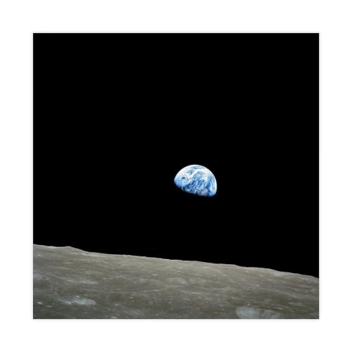 Affiche Apollo 8 Earthrise déco espace WCYB toile carrée 40,6x40,6cm affiche astronaute