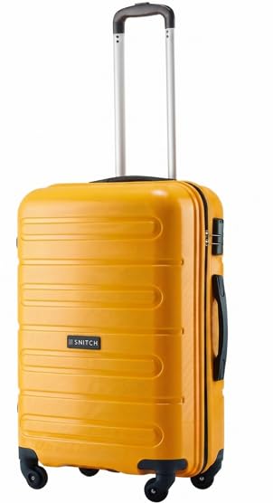 Image of SNITCH Loop Medium Size Yellow Polypropylene Hard Travel Suitcase - Suitcase Medium Size & Luggage with 4 Wheels, Secure Lock & Free Shoe Bag