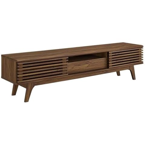 Levan Home 70" Mid-Century Modern TV Stand Console in Walnut Cover
