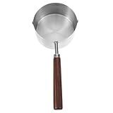 Pratique pour cuisine quotidienne : Ce petit pot à huile avec poignée en bois intègre un design anti-brûlure, idéal pour chauffer l'huile, faire frire des œufs bouillir du lait, facilitant ainsi vos préparations .