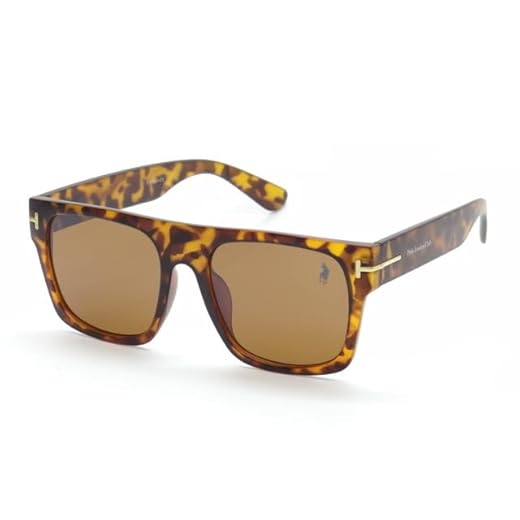 Óculos de Sol Unissex Polo London Club,Tortoise Quadrado com Proteção UVA/UVB - Kit contém estojo e flanela