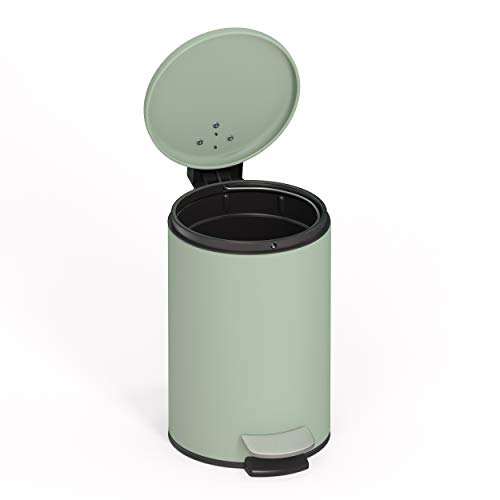 stardis 3 Litre Pedal Bin, Stainless Steel, Pastel Green, Matt with Soft-Close Mechanism, Folding Lid, Quiet Closing - Image 2