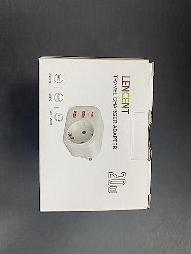 LENCENT Gniazdo USB, wtyczka wielokrotna, adapter UE z 1 PD i 2 portami QC USB 3.0, szybkie ładowanie, gniazdko ścienne Schuko 4000 W, adapter do telefonów i urządzeń gospodarstwa domowego