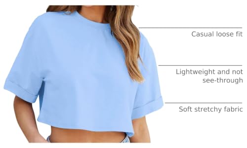 Image of Tankaneo Women Crop T-Shirts Half Sleeve Drop Shoulder Cropped Tops Y2K Casual Summer Basic Tees