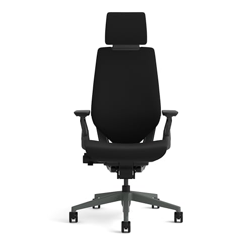 Image of Steelcase Gesture Ergonomic Office Chair with 360 Armrests, 3D Live Back Lumbar Support, Adjustable Headrest, Onyx Black, 66 x 62.5 x 107 cm