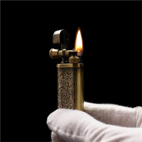 Encendedor metálico vintage bronce reutilizable miniatura 2