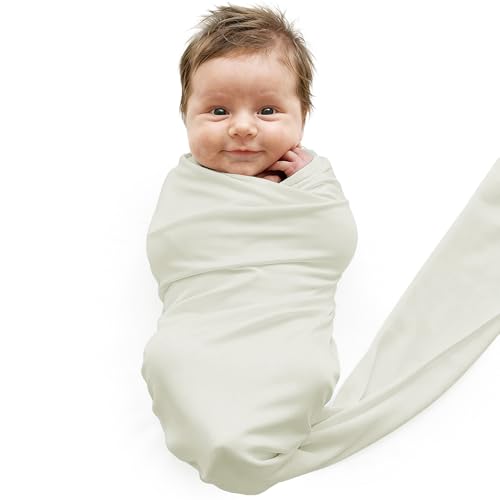 Image of Caden Lane Baby Swaddle & Receiving Blanket, Soft, Breathable & Temperature-Regulating Bamboo Viscose Fabric for Swaddling Newborns, Gender Neutral Infant Blanket for Boys & Girls, Oat Beige