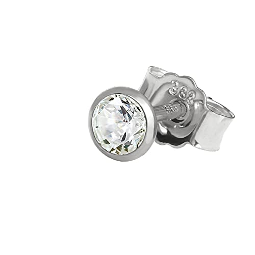 Clou d'oreille or blanc 333 et zircon, le cadeau idéal pour homme femme