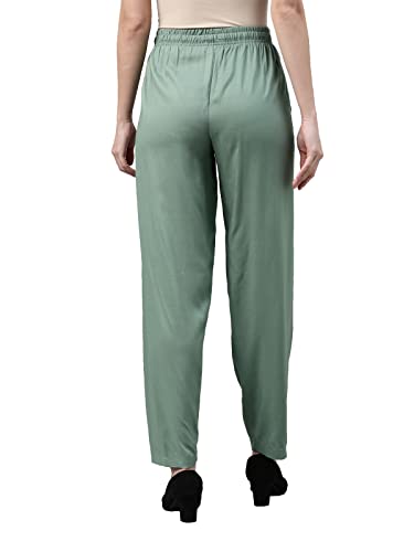 Image of GO COLORS Women Solid Mid Rise Relaxed Fit Viscose Casual Pants