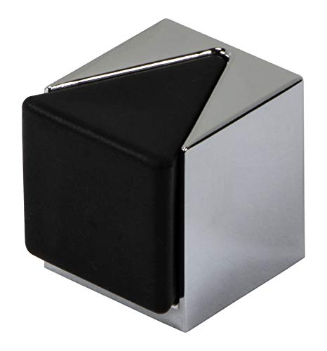 Butée de porte au sol Gedotec, chromée, butée de porte carrée - KIRA | Tampons en caoutchouc pour montage au sol | Butée de pare-chocs en métal à visser ou à coller | 1 pièce