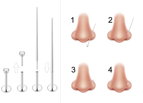 Ftovosyo 20G 18G 16G Threadless Push in Nose Rings Studs Surgical Steel Pushin Nose Stud 2mm 2.5mm 3mm Round Crystal Opal Labret Lip Medusa Piercing Jewelry Conch Helix Tragus Earring for Women Men4