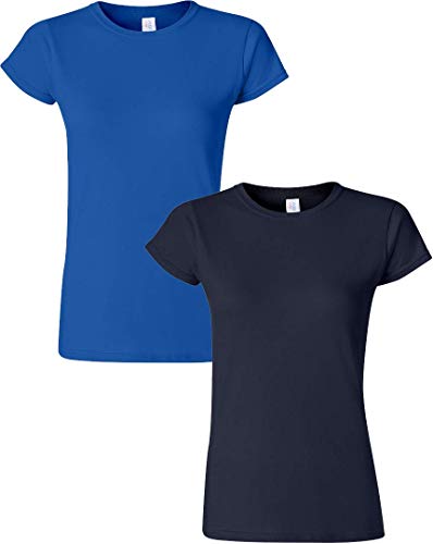 Gildan Women's 64000L Softstyle Cotton T-Shirt, 2-Pack MED-Royal-Navy
