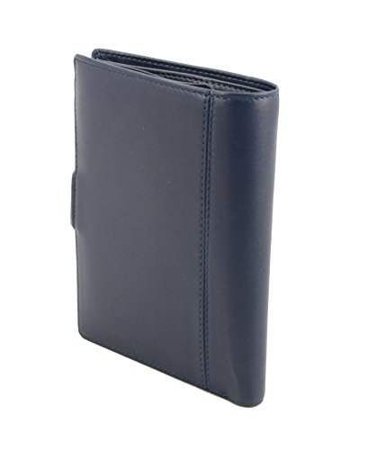 Image of Genuine Sheep Leather Smart Family Size Passport Travel Wallet /Holder - (Blue)