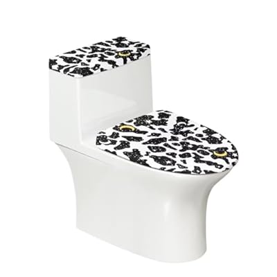 KUIFORTI Cow Print Toilet Seat Covers for Bathroom Toilet Cover Set Black Toilet Tank Cover Toilet Lid Covers Toilet Seat Elongated Toilet Lid Cover Set of 2