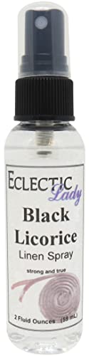 Black Licorice Linen Spray (Double Strength), 2 ounces - Eclectic Lady Sheet and Linen Spray - No Artificial Colors, Parabens, or Preservatives - Long-Lasting Scent for Bed, Fabric & Pillow