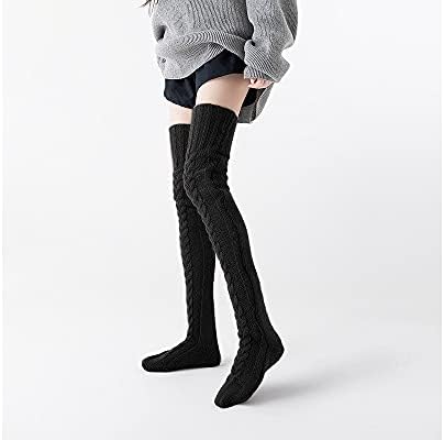 Women's Thigh High Socks Over the Knee Cable Knit Boot Socks, Long Warm Fashion Leg Warmers Winter, 1pcs-white,