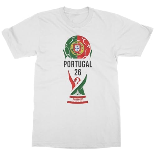 SWEET LEMONS Portugal 26 Trophy Graphic | Soccer Pride Fans Unisex T-Shirt (White, XX-Large)