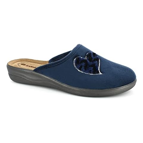 Inblu Women's Soft Heart Slippers, Blue, 5 UK Cover