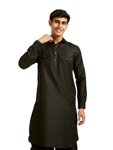 Image of DIWAS BY MANYAVAR Men's Art Silk Solid Pathani Kurta (1pc)