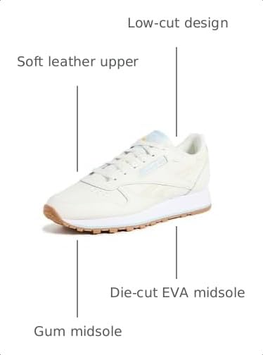 Image of Reebok Women's Classic Leather Sneaker, Chalk /Chalk /Soft Blue, Size 9.5