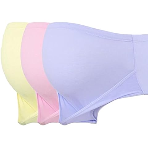 Zhiyuanan 3 Pcs Pack Pregnant Underwear Knickers with Buttoned Adjustable Elastic Waistband Double Support Maternity Briefs Comfortable and Not Tight Pregnancy Underpants M Cover