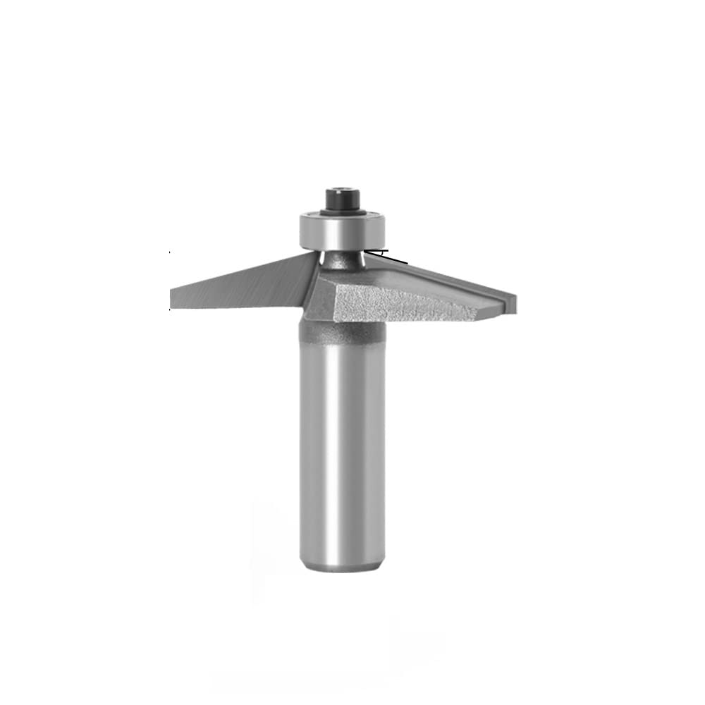 Unifizz Carbide 15 Degree Straight Milling Cutter 1/2 Inch Bit Shank 3/4 Inch Bit Dia, Double Flute Tipped Cleaning Bottom Router Bit for Woodworking Milling Cutter Tool, Silver 1pcs