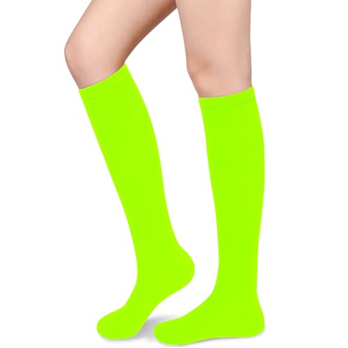 Sarfel Neon Green Knee High Socks for Women Green Long Socks for Womens Neon Accessories for Women 80s Accessories for Womens