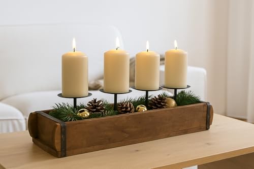mucHome Vintage Ziegelform Adventsleuchter für 4 Kerzen, Kerzenhalter...