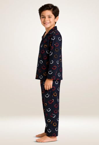 Image of 3BROS Kid's Pure Cotton Full Sleeves Night Suit /Dress for Boys /Girls Full Pajama & Top Sleep Suit Combo Set