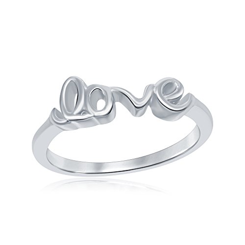AceLay 925 Sterling Silver Infinity Ring, Wedding Engagement Love Script Plain Band Ring Size 3-10 (7)