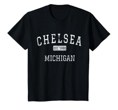 Chelsea Michigan MI Vintage T-Shirt, Youth, Black, Large