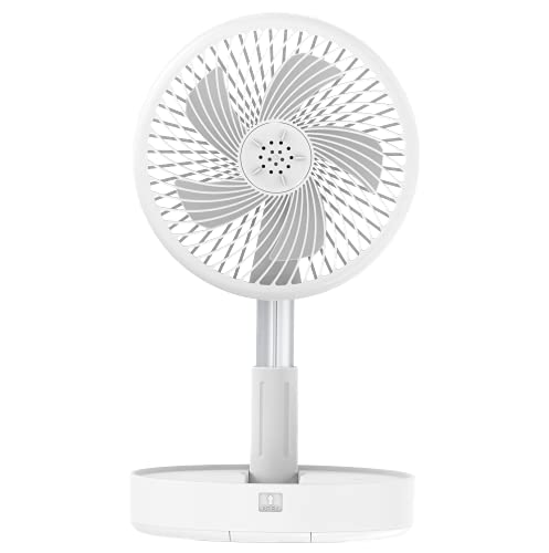 RUNZI Desk and Table Fan, USB Powered Pedestal Fan,Foldable and Adjustable Height Air Circulator Flool Fan for Outdoor, Courtyard, Beach,Travel, Room,4 Speed Settings (White) - Thumbnail 3