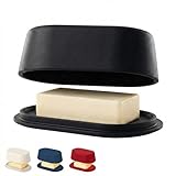 Modern Bamboo Dark Grey Butter Dish with Lid - Dishwasher Safe - Perfectly Sized For Large European Style Butters
