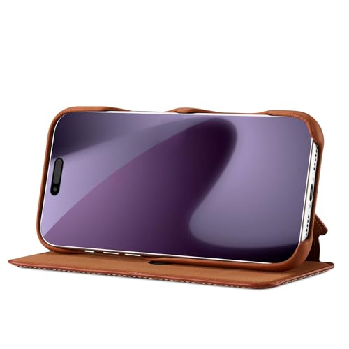 Étui pour iPhone 17 Pro Max marron avec rabat magnétique et coque mince - 7