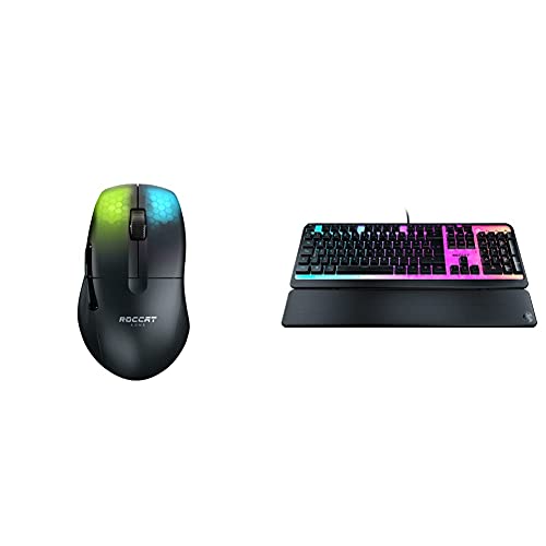 Roccat Kone Pro Air - Ergonomic Performance Wireless Gaming Maus, schwarz & Magma - Membrane RGB Gaming Keyboard mit RGB-Beleuchtung (DE Layout), schwarz