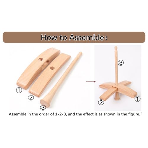 Turkish Drop Spindle, Hand Spinner Tool for Yarn & Wool, Wooden Top Whorl Design, Ergonomic Comfort Grip & Removable Parts, 15x15x19cm Portable Size, for Handcraft Weaving Crocheting Projects