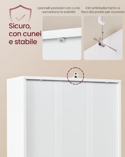 VASAGLE Libreria con 2 Ante, 60,1 x 24,1 x 146,2 cm - Immagine 4