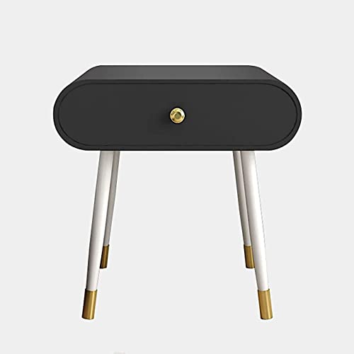 Table de chevet scandinave blanche avec tiroir poignée dorée