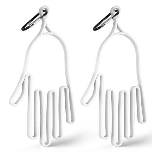 Finger Ten Golf Gloves Stretcher Holder Hanger Keeper Dryer Shaper Tool Accessories Durable Glove Support Frame Guardian Hook To Bag Gifts For Men Women Golfer (White-2 Pack, Large)