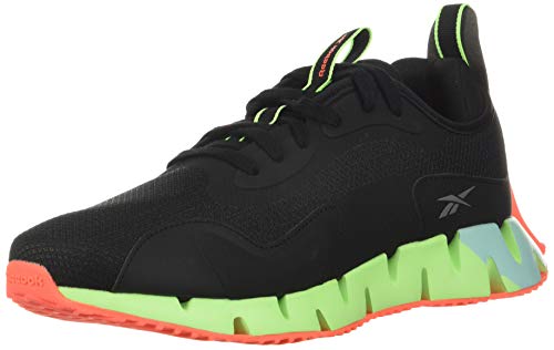 Reebok Tênis de corrida masculino Reecycle Zig Dynamica, Preto/Neon Mint/Laranja Flare, 10.5