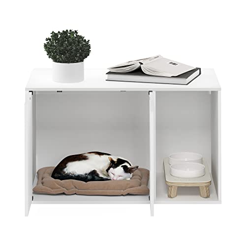 Furinno Peli Litter Box Enclosure, Solid White #TOP3
