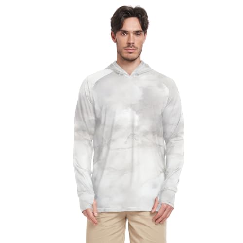 Sweat à capuche UPF 50+ homme texture marbre gris léger