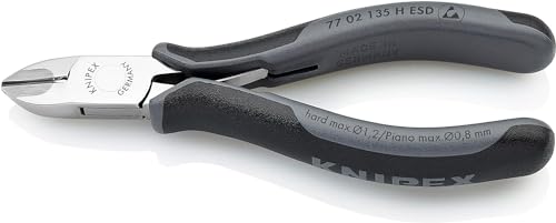 KNIPEX Elektronik-Seitenschneider mit eingesetzter Hartmetallschneide ESD mit Mehrkomponenten-Hüllen 135 mm 77 02 135 H ESD