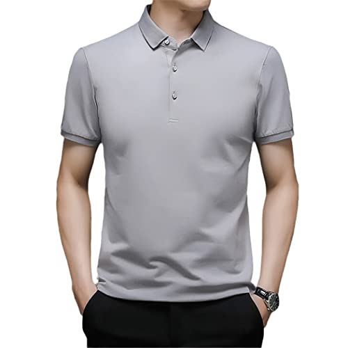 Polo à manches courtes pour homme avec maille fine, confort d'été décontracté gris M