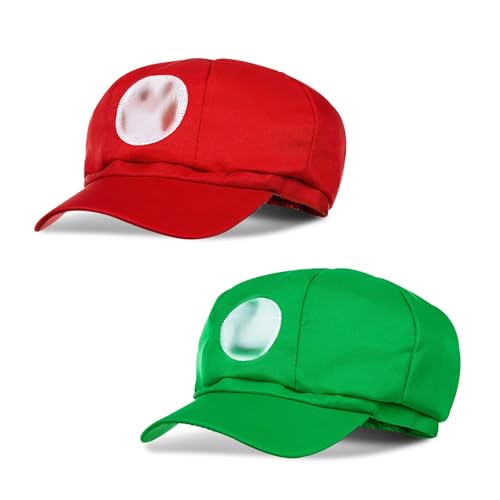 Mari boné para crianças, boné de beisebol Mari, boné para exteriores, presentes para crianças, pode ser usado para dramatização, 2 unidades, (vermelho verde)