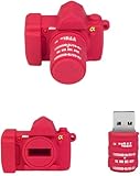Ecoodisk 64GB USB 2.0 Flash Drive Cartoon Novelty Camera Memory Stick Silicone Rubber Pendrive Red