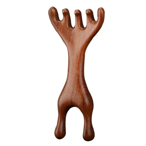 Image of Flavoma Natural Wood 7-Finger Antler Hair and Scalp Massager | Wood Design Multi-Functional | Multifunctional Meridians Scalp Massage Gua Sha | Scalp Massage No Static Head Massager Physical Therapy