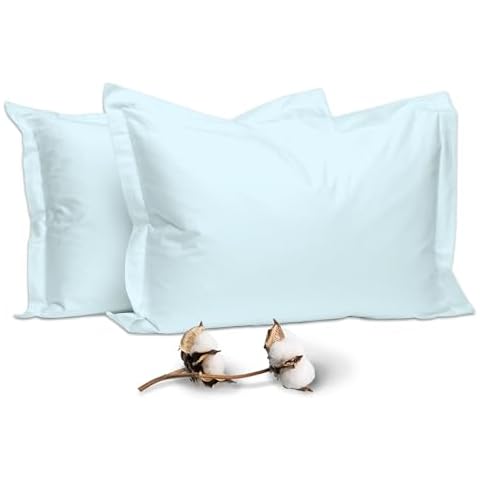 Pizuna 100% Cotton Cooling Pillowcases, Baby Blue Cover